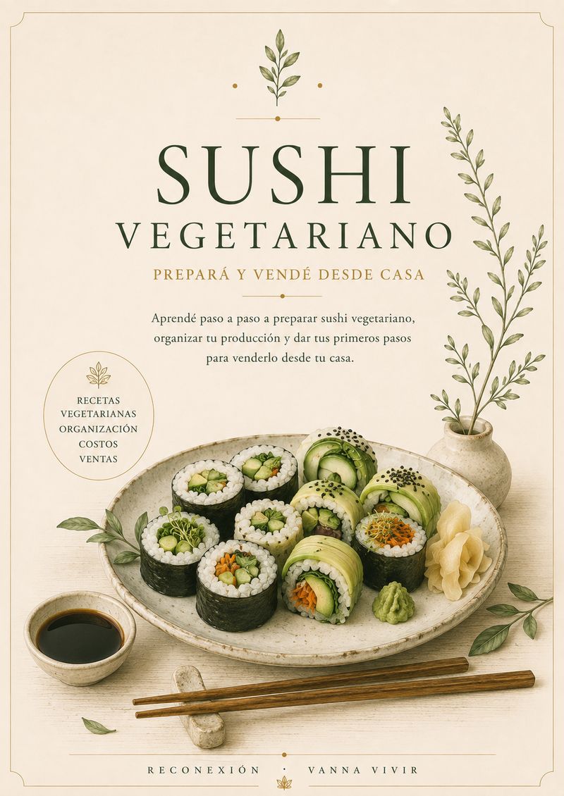 Sushi vegetariano — aprendé paso a paso a preparar, organizar y vender sushi vegetariano desde casa
